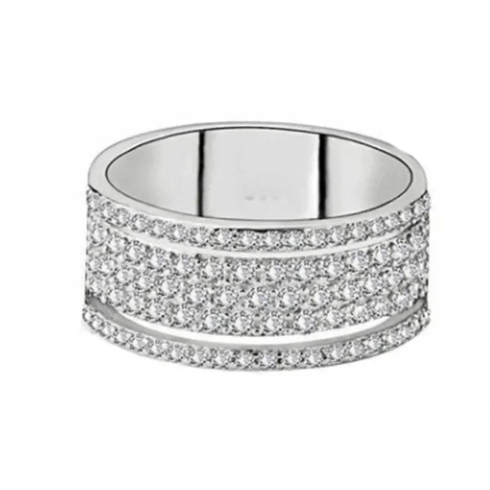 *NEW Sterling Silver Diamond Multi Eternity Ring